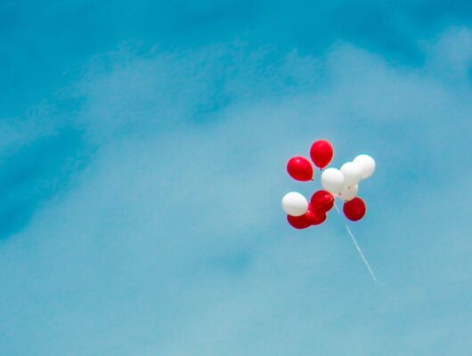 white and red balloons